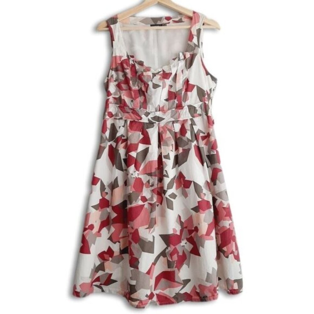 MEXX 100% Cotton Sleeveless Fit  Flare Knee Length Midi Dress Sz 14 Flawed